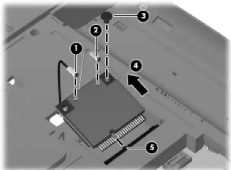 Diagram of an electronic component with numbered parts and an arrow indicating a specific location or connection point.
