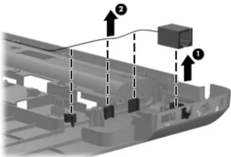 Diagram showing cable routing between a ship's interior and a terminal, with numbered arrows indicating connection points.