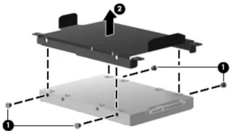 Technical diagram of a computer drive with labeled components and assembly lines