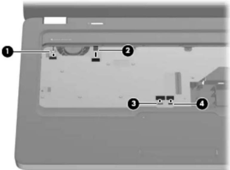 Laptop interior diagram with numbered component labels pointing to key areas