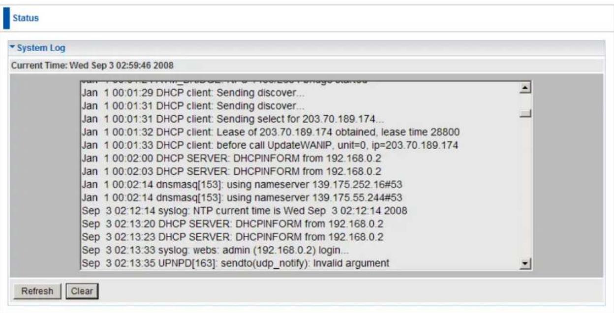 Status System Log Current Time: Wed Sep 3 02:59:46 2008 Jan 1 00:01:27 DHCP client: Sending discover... Jan 1 00:01:31 DHCP client: Sending discover... Jan 1 00:01:31 DHCP client: Sending select for 203.70.189.174... Jan 1 00:01:32 DHCP client: Lease of 203.70.189.174 obtained, lease time 28800 Jan…