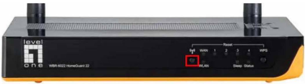 level one WBR-6022 HomeGuard 22 Reset 8pt WAN 1 2 3 4 WPS WLAN Sleep Status