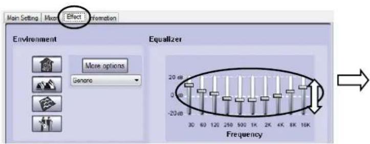 Main Setting Mixed Effect Information Environment More options Genome Equalizer 20 dB 0 dB -20 dB 30 60 120 250 500 1K 2K 4K 8K 16K Frequency