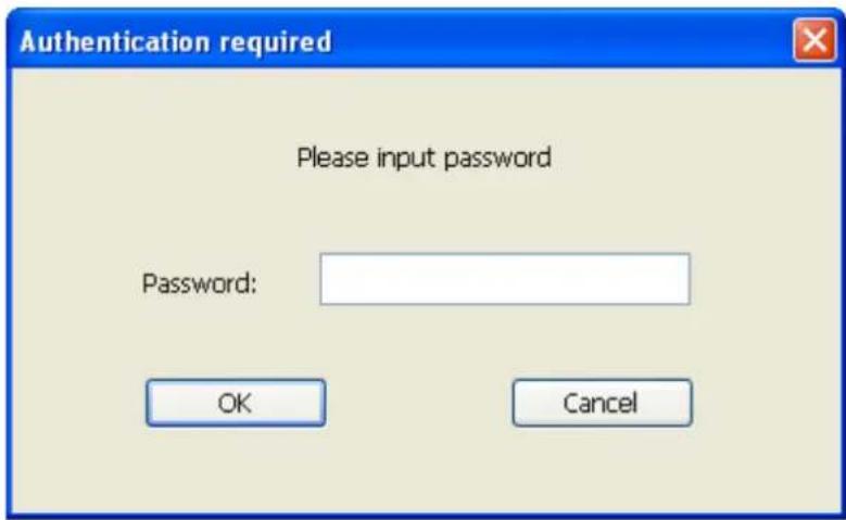 Authentication required Please input password Password: OK Cancel