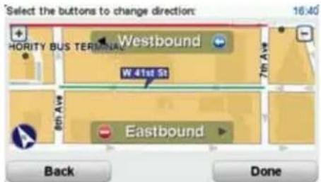 Select the buttons to change direction: 16:40 + HORITY BUS TERMINAL Westbound W 41st St 7th Ave 8th Ave Eastbound Back Done