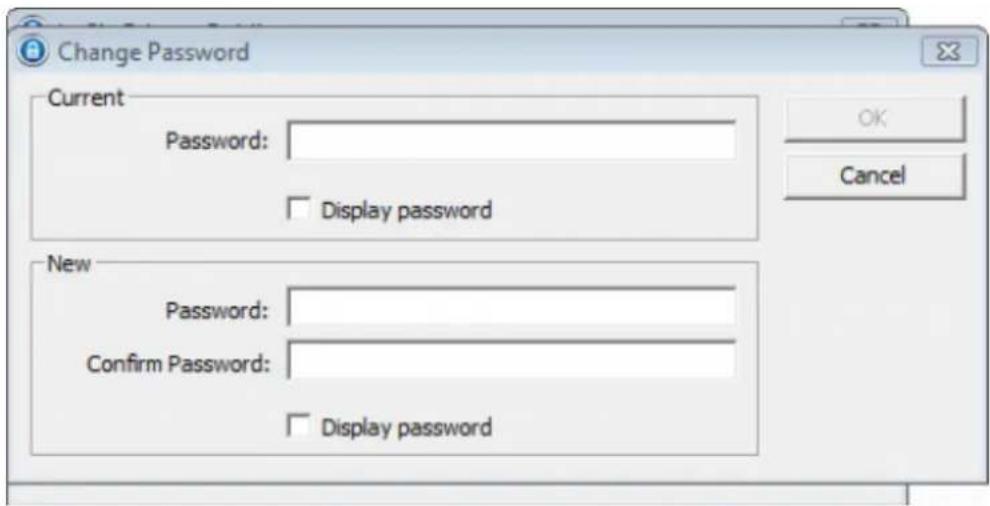 Change Password Current Password: Display password New Password: Confirm Password: Display password OK Cancel