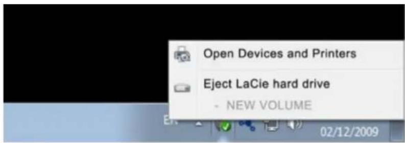 Open Devices and Printers Eject LaCie hard drive - NEW VOLUME