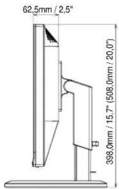62,5mm / 2,5" 398,0mm / 15,7" (508,0mm / 20,0')