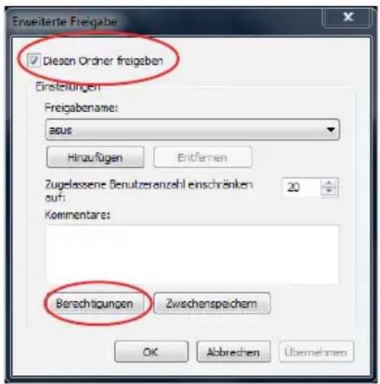 ASUS O!Play Gallery - So geben Sie Dateien unter Windows®7 frei: - 2