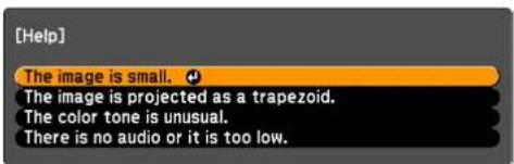 [Help] The image is small. The image is projected as a trapezoid. The color tone is unusual. There is no audio or it is too low.