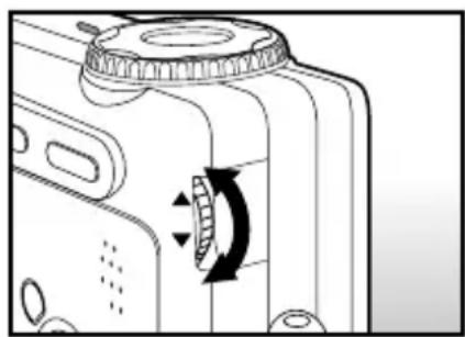 Diagram of a camera module with directional arrows indicating rotation (no text or symbols)