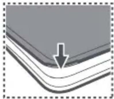 Diagram showing layered material structure with a downward arrow indicating a specific layer (no text or symbols present)