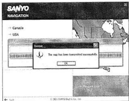 SANYO NAVIGATION → Canada → USA Sanyo The map has been transmitted successfully OK → Refining map