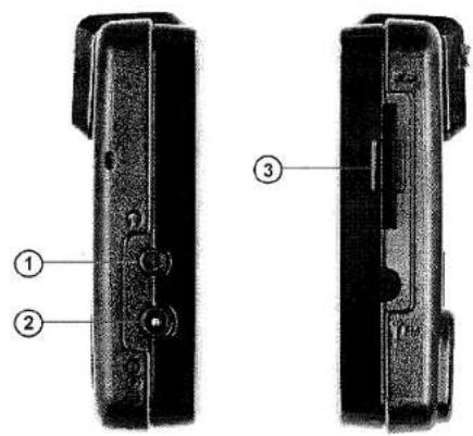 Technical diagram of a device showing two views with numbered annotations indicating parts of each part.