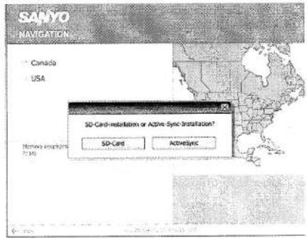 SANYO NAVIGATION Canada USA SD-Card installation or Active Sync installation? SD-Card ActiveSync