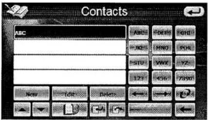 Contacts ABC ABCS PONS PORT FND MNO POA STU VAX YZ 173 456 7890 New Edit Delete ←→←→ ←→←→