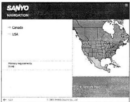 SANYO NAVIGATION → Canada → USA Memory requirements 21 MΩ → Retina Map ← 10.5 © 2005 SANYO Southern Oil, Ltd.