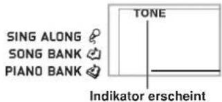 SING ALONG SONG BANK PIANO BANK TONE Indikator erscheint