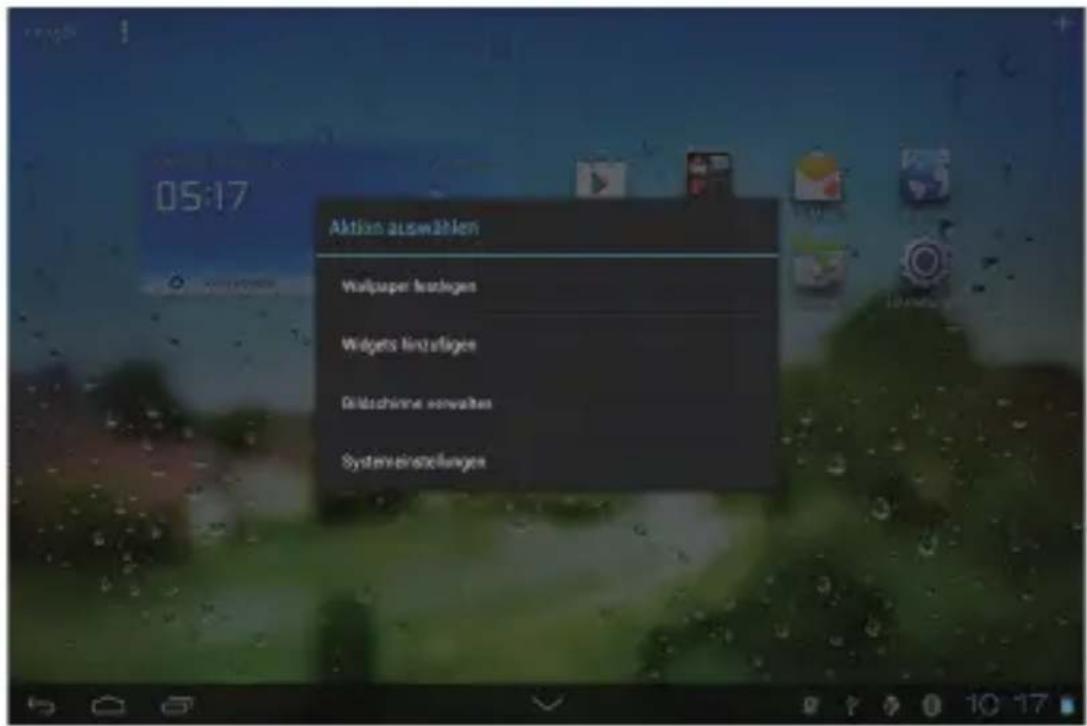 Aktien auswählen Wallpaper leszügen Widgets leszügen Deutschanne verwahres Systemeinstellungen