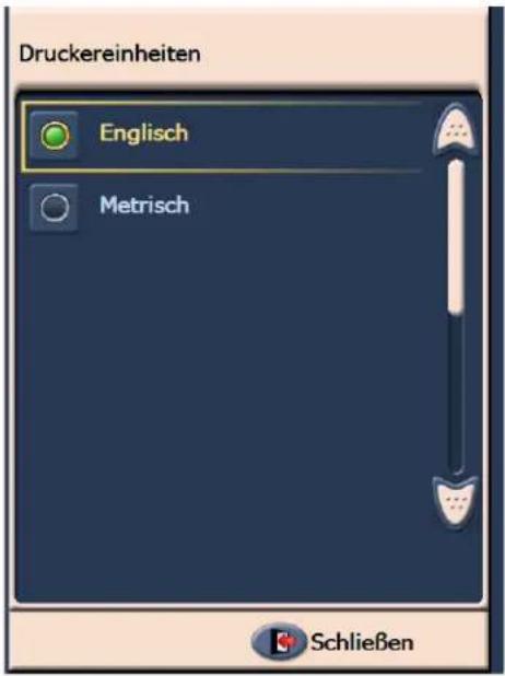Druckereinheiten Englisch Metrisch Schließen