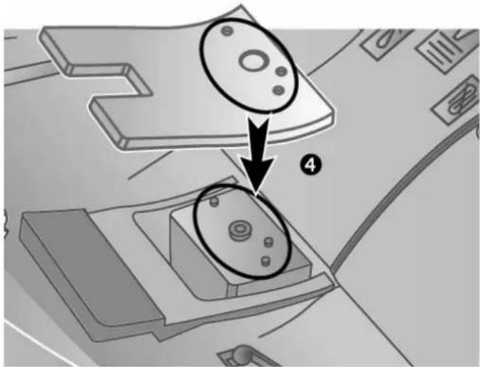Diagram showing a device being processed with a magnified view, labeled with number 4 and directional arrow.