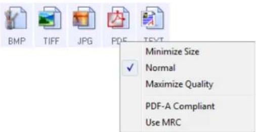 BMP TIFF JPG PDF Minimize Size Normal Maximize Quality PDF-A Compliant Use MRC