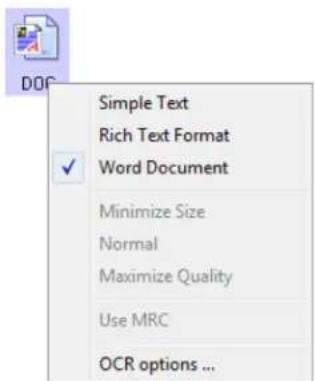 DOC Simple Text Rich Text Format Word Document Minimize Size Normal Maximize Quality Use MRC OCR options ...