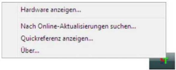 Hardware anzeigen... Nach Online-Aktualisierungen suchen... Quickreferenz anzeigen... Über...