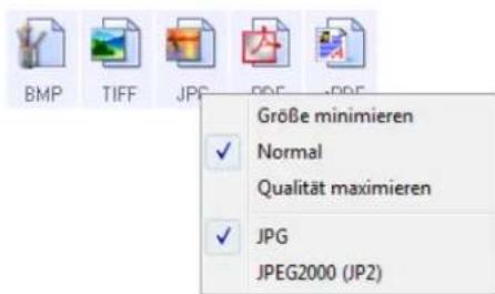 Größe minimieren ✓ Normal Qualität maximieren ✓ JPG JPEG2000 (JP2)