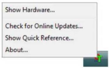 Show Hardware... Check for Online Updates... Show Quick Reference... About...