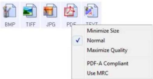BMP TIFF JPG PDF Minimize Size Normal Maximize Quality PDF-A Compliant Use MRC