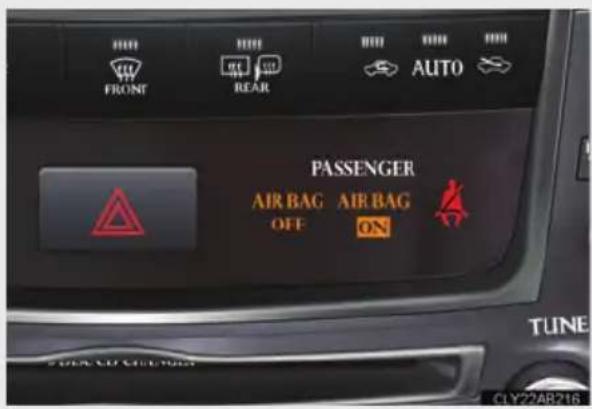FRONT REAR AUTO PASSENGER AIR BAG OFF AIR BAG ON TUNE CLY22AR216
