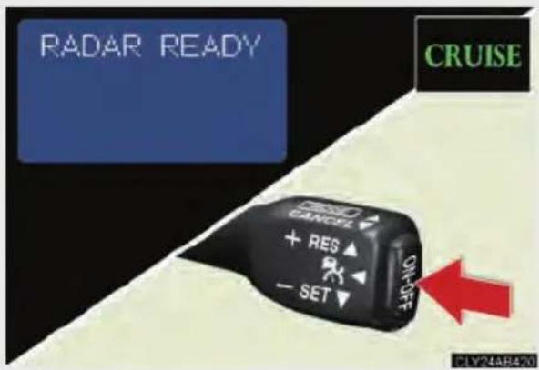 RADAR READY CRUISE CANCE + RES ▲ - SET ▼ OFF FLY24AB420