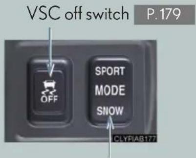 VSC off switch P.179 OFF SPORT MODE SNOW CLYFIAB177
