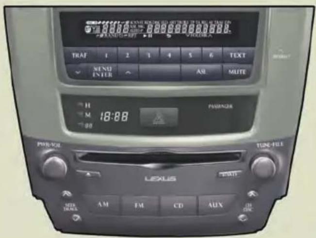 TRAF 1 2 3 4 5 6 TEXT MENU ENTER AS MUTE H M 18:88 PAXIAGE POWER-BOX TUN-FILE LEXUS AM FM CD AUX OFF