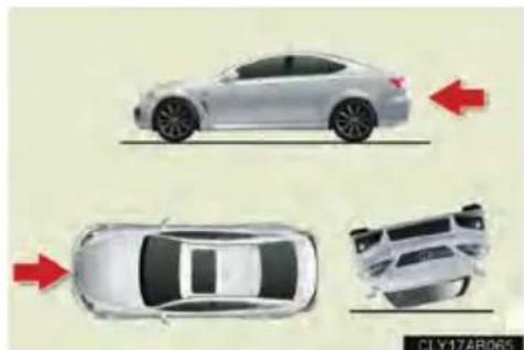 LEXUS IS F (2010) - ■Types of collisions that may not deploy the SRS airbags (side and curtain shield airbags) - 2