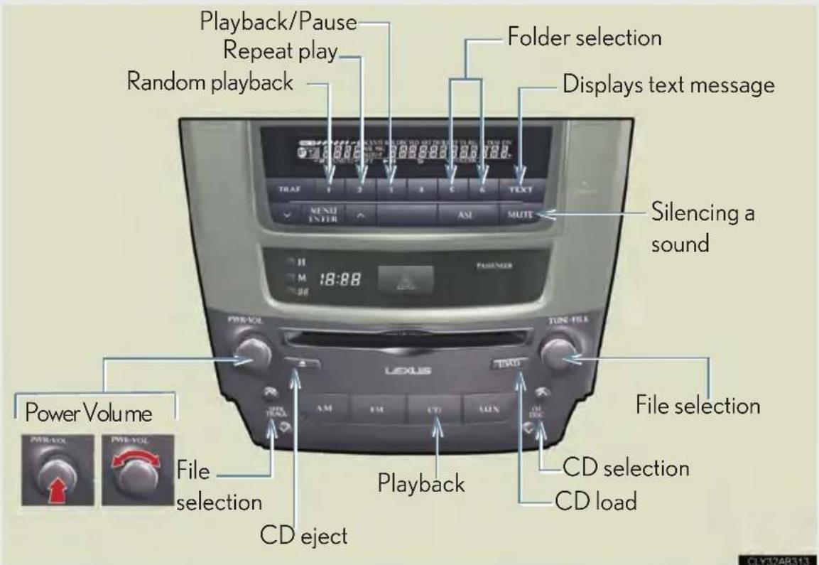 Playback/Pause Repeat play Random playback Folder selection Displays text message Silencing a sound Power Volume File selection CD eject Lexus TUN-FILE File selection CD selection CD load 18:88 2 3 4 5 6 7 8 9 10 11 12 13 14 15 16 17 18 19 20 21 22 23 24 25 26 27 28 29 30 31 32 33 34 35 36 37 38 39 40 41 42 43 44 45 46 47 48 49 50 51 52 53 54 55 56 57 58 59 60 61 62 63 64 65 66 67 68 69 70 71 72 73 74 75 76 77 78 79 80