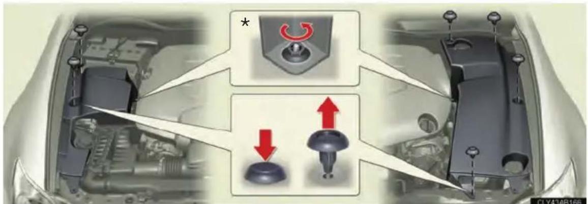 Diagram of car engine dashboard with labeled buttons and directional arrows indicating movement or change
