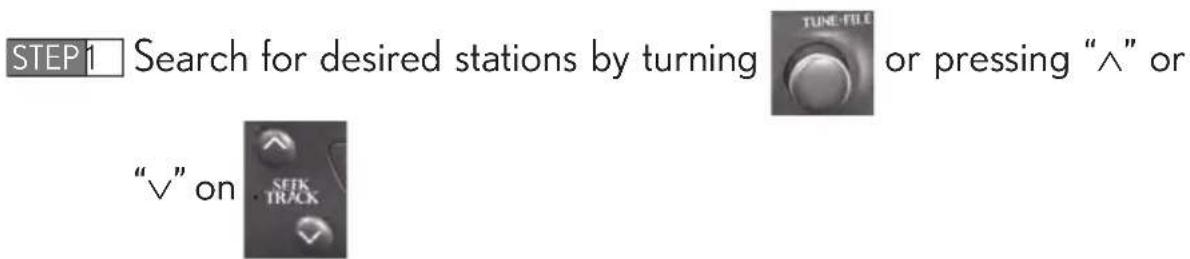STEP1 Search for desired stations by turning TUNE-FILE or pressing “^” or “√” on .SETK TRACK