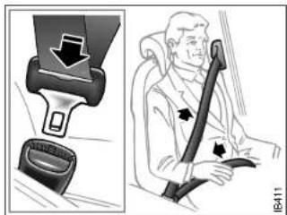 Diagram showing car seatbelt buckle and passenger seatbelt usage with arrows indicating changes