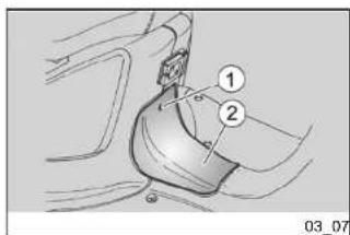 Technical diagram showing a mechanical component with numbered parts labeled 1 and 2, likely for assembly or repair instructions.
