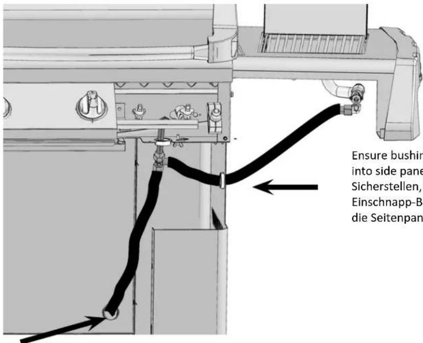 Ensure bushing into side pane Sicherstellen, Einschnapp-Br die Seitenpan