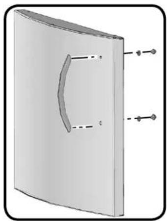 Diagram of a curved panel with labeled components and directional arrows, no text or symbols present