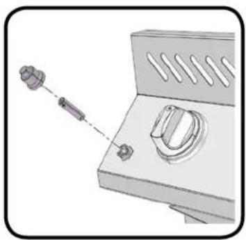 Mechanical component diagram showing a pin and handle assembly (no text or symbols)