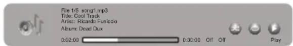 File 1/5 song1.mp3 Title: Cool Track Artist: Ricardo Funicco Album: Dead Dux 0:02:00 0:30:00 Off Off Play