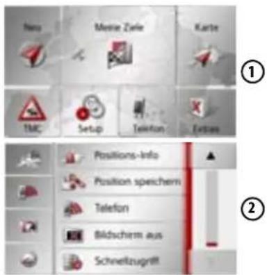 Hera Meme Ziele Karte 1MC Setup Telefon Extras Positions-Info Position speichem Telefon Bildschem aus Schneltzugriff ① ②