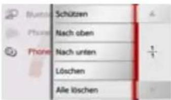 Schützen Nach oben Nach unten Löschen Alle löschen