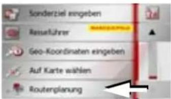Sonderziel eingeben Reursefuhrer Geo-Koordinaten eingeben Auf Karte wählen Routerplanung