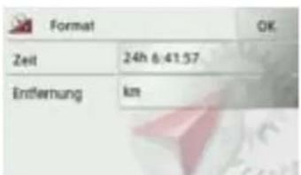 Format Zeit 24h 6:41:57 Entfernung km