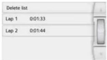 Delete list Lap 1 0:01:33 Lap 2 0:01:44
